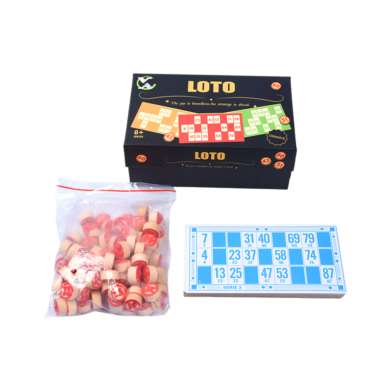 LOTO(빙고 스타일) 게임 세트 – 토큰, 카드, 보관 상자 포함