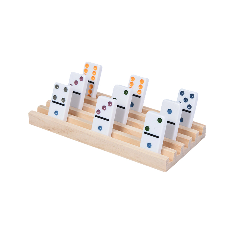 다채로운 도트 패턴과 정리된 디스플레이 나무 도미노 랙 세트